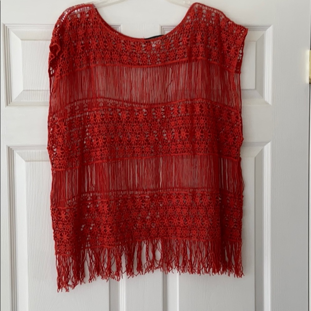 Never worn cotton crochet tunic in rust
